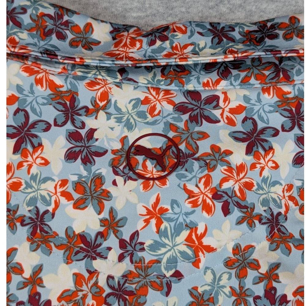 Puma MATTR Lillie Golf Polo Men's XL Silver Sky Red Floral 626986-02 - Picture 8 of 10